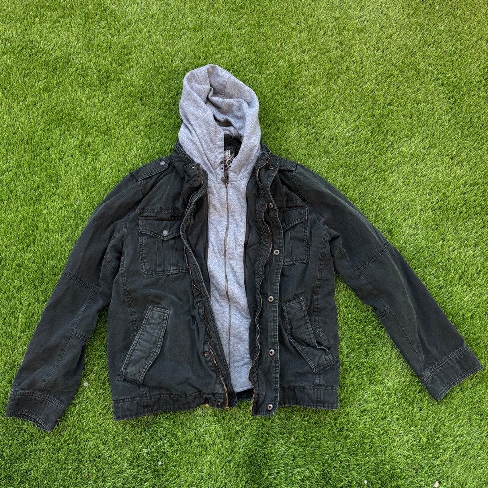 Levis Mens S Black Sherpa Lined Hooded Military Field Jacket LM9JC364